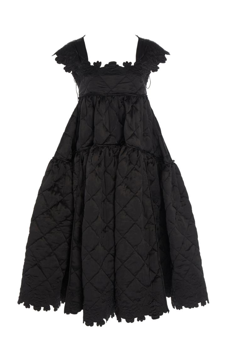 Cecilie Bahnsen Silk Cap Sleeve Quilted Tove Dress
