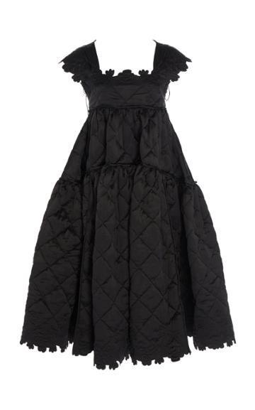 Cecilie Bahnsen Silk Cap Sleeve Quilted Tove Dress