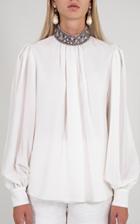 Moda Operandi Andrew Gn Embellished Collar Silk Top
