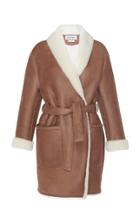 Loewe Belted Shearling-trimmed Leather Coat