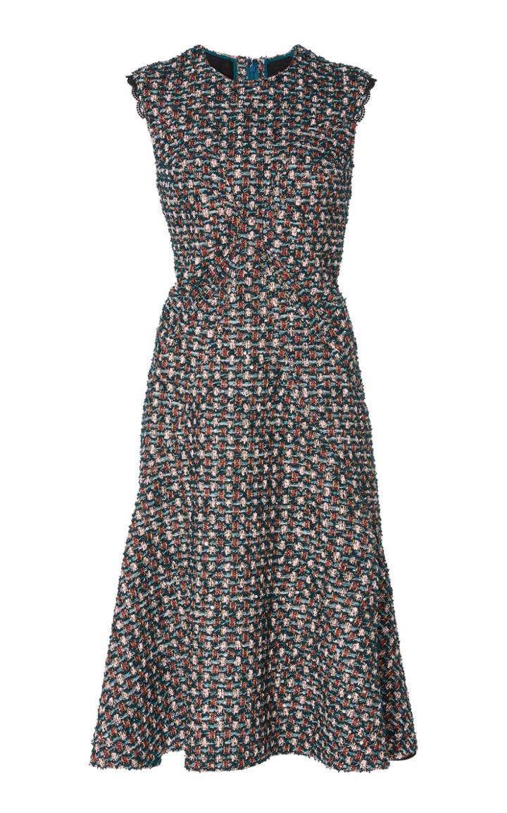 Zac Posen Tweed Midi Dress