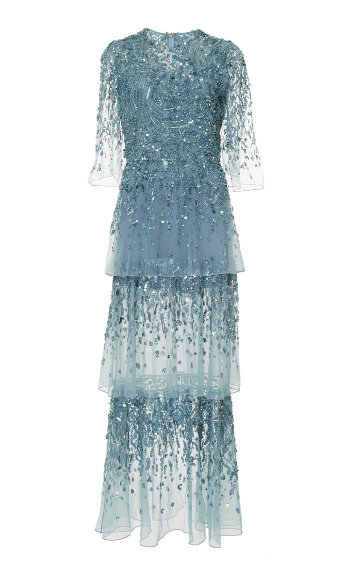 Elie Saab Tiered Embellished Tulle Gown