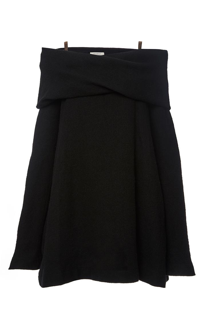 Isa Arfen Black Wool Folded Bodice Mini Dress