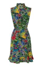 Saloni Fleur Floral-print Halterneck Silk Crepe De Chine Mini Dress