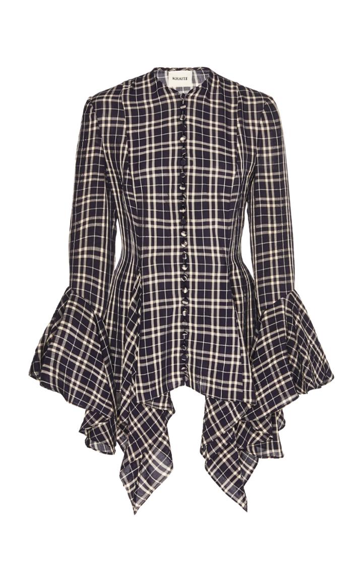 Moda Operandi Khaite Elliot Asymmetric Ruffled Jersey Top Size: 0