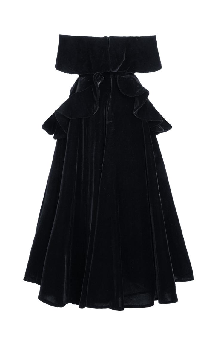 Bazza Alzouman Camelia Velvet Off The Shoulder Gown