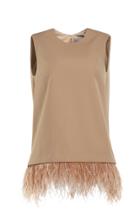 Moda Operandi Huishan Zhang Sveta Feather-trimmed Cotton-silk Top