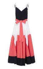 Delpozo Color Block Pleated Midi Dress