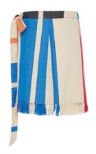 Escvdo Mini Pancha Striped Fringe Skirt