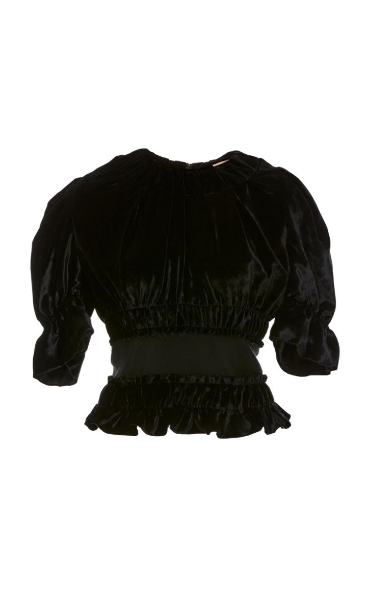 Brock Collection Tammy Ruched Velvet Peplum Top