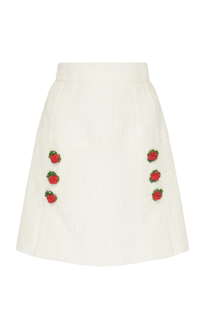 Dolce & Gabbana Rose-embellished Textured Jacquard Mini Skirt
