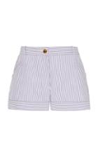 Brandon Maxwell Striped Linen Mini Shorts
