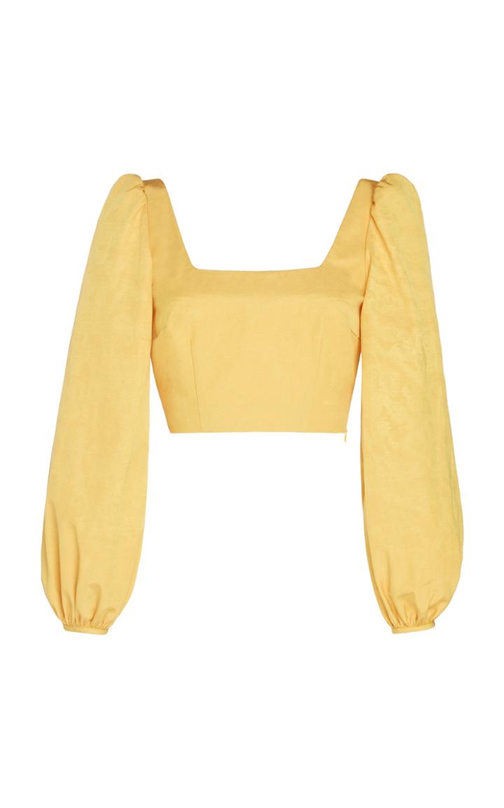 Racil Pat Balloon Sleeve Crop Top