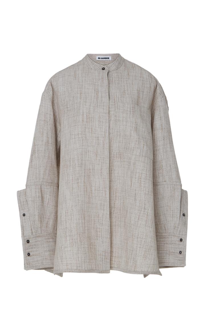 Jil Sander Gloria Collarless Linen-blend Shirt