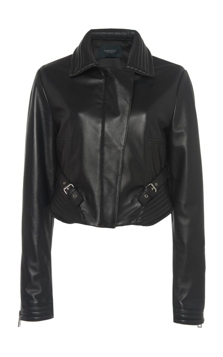 Giambattista Valli Buckle-trimmed Leather Jacket