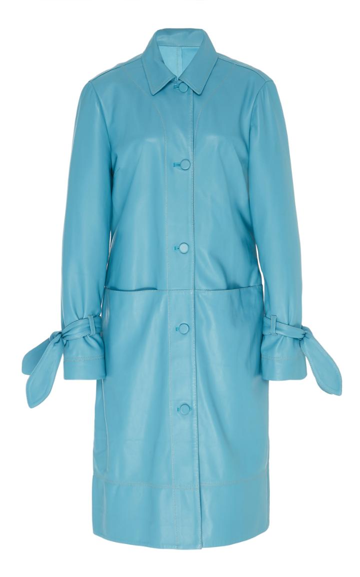 Moda Operandi Staud Bailey Leather Trench Coat Size: Xs
