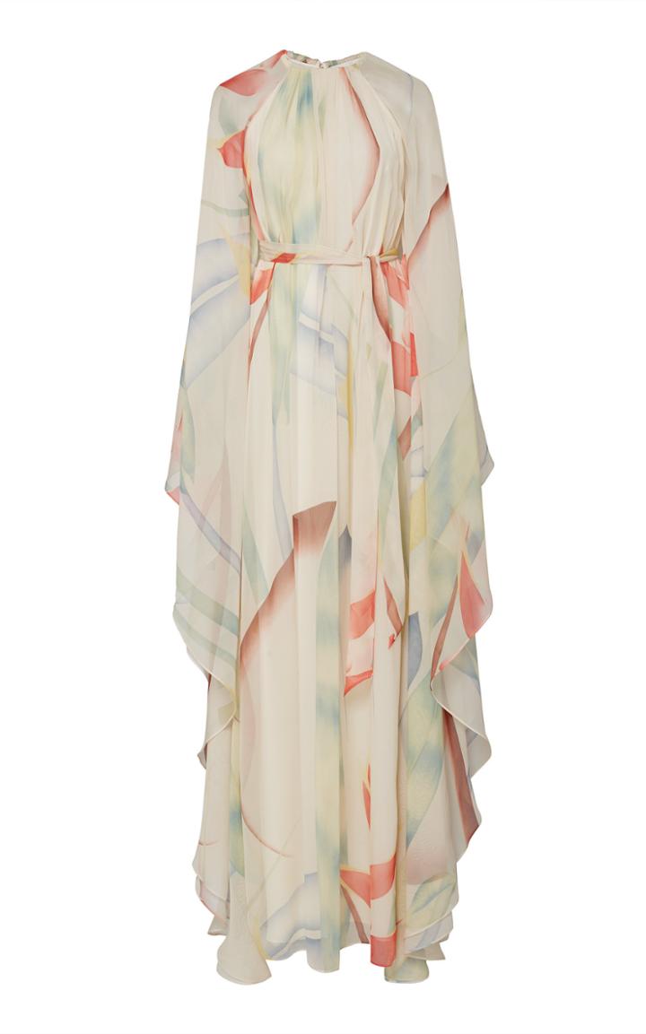 Etro Tie-accented Patterned Silk-georgette Dress