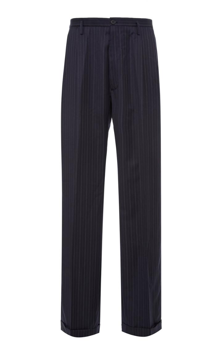 Maison Margiela Pinstriped Mohair And Wool-blend Pants