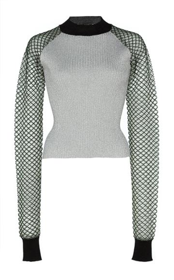 Anas Jourden Fishnet-detailed Ribbed-knit Sweater