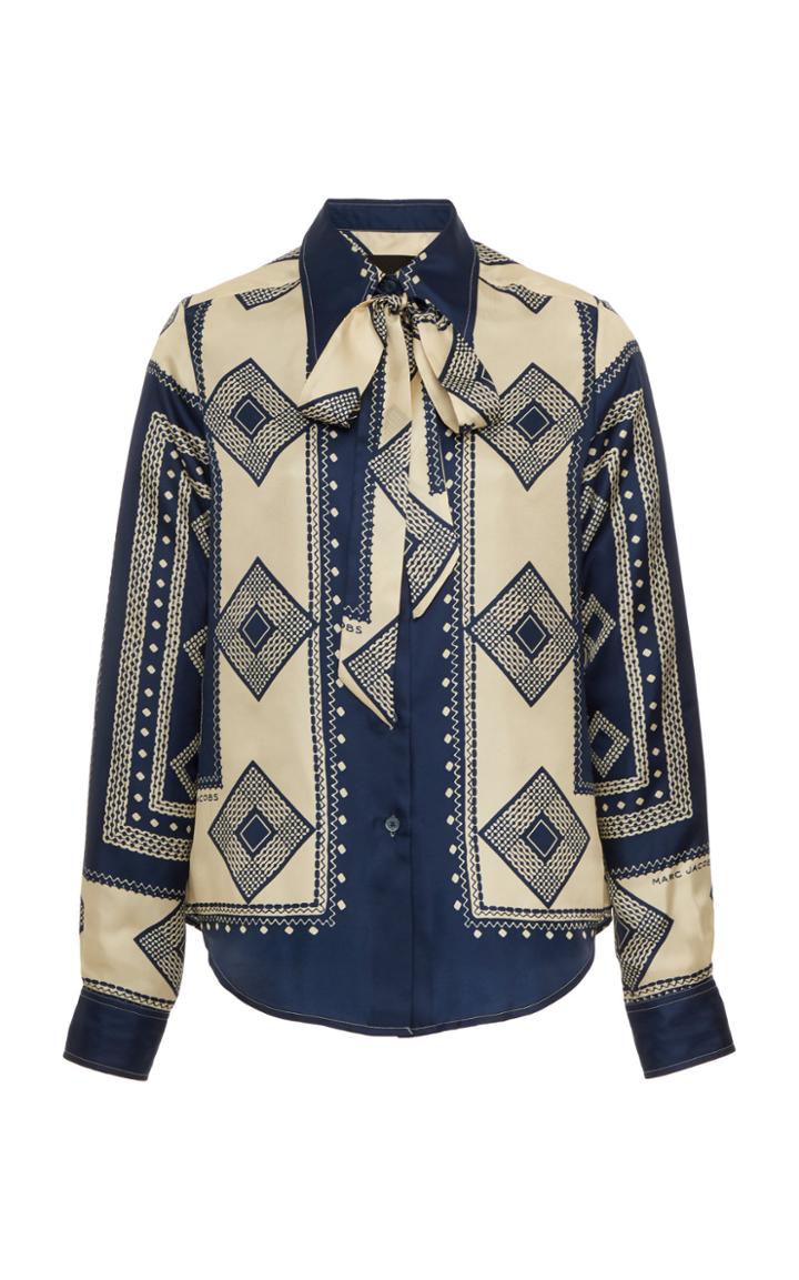 Moda Operandi Marc Jacobs Printed Silk Tie-neck Blouse Size: 00