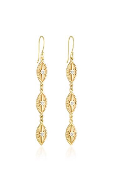 Pamela Zamore Triple Marquise 18k Yellow Gold Diamond Earrings