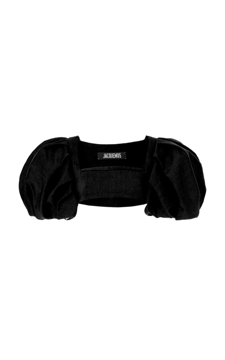 Moda Operandi Jacquemus Camargue Puff-sleeve Hemp-blend Crop Top