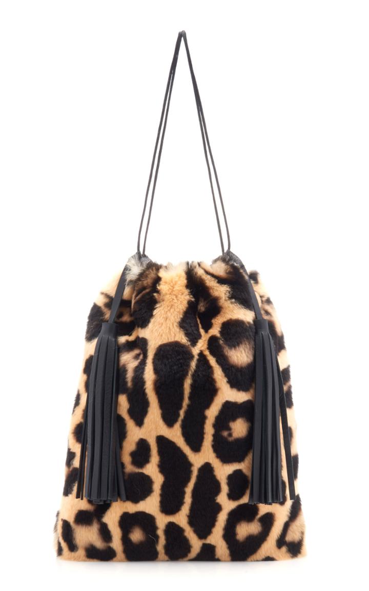 Attico Tasseled Printed Fur And Leather Pouch