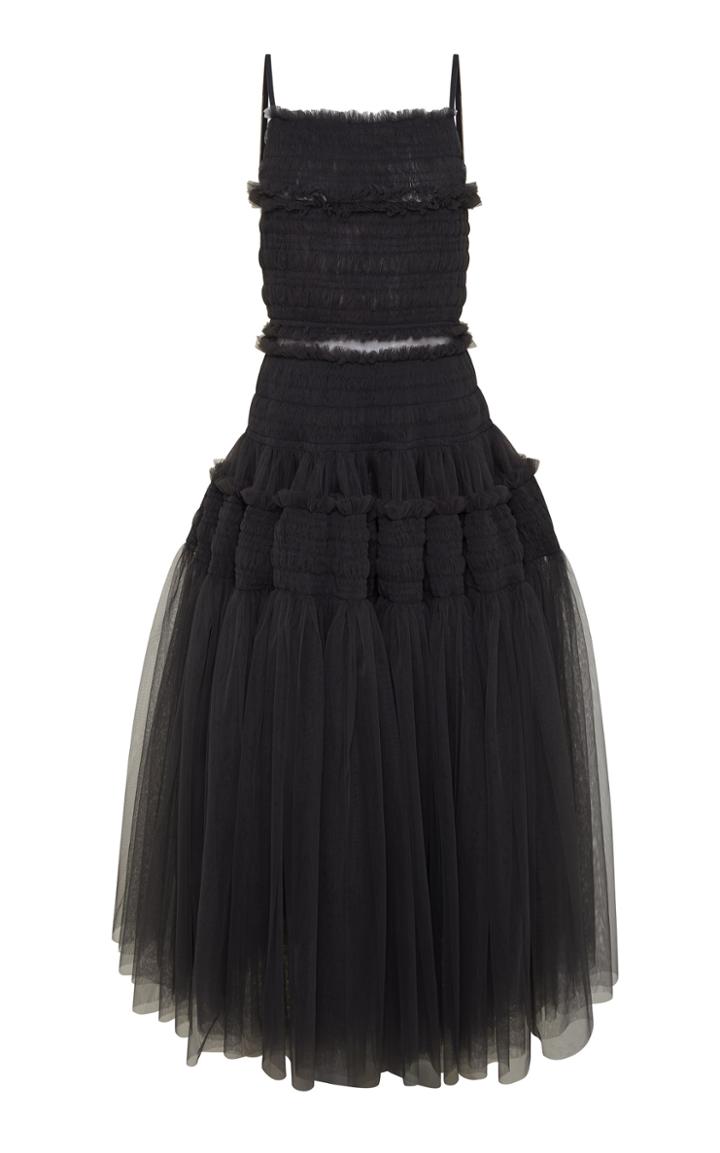 Moda Operandi Molly Goddard Chantre Hand Smocked Tulle Midi Dress