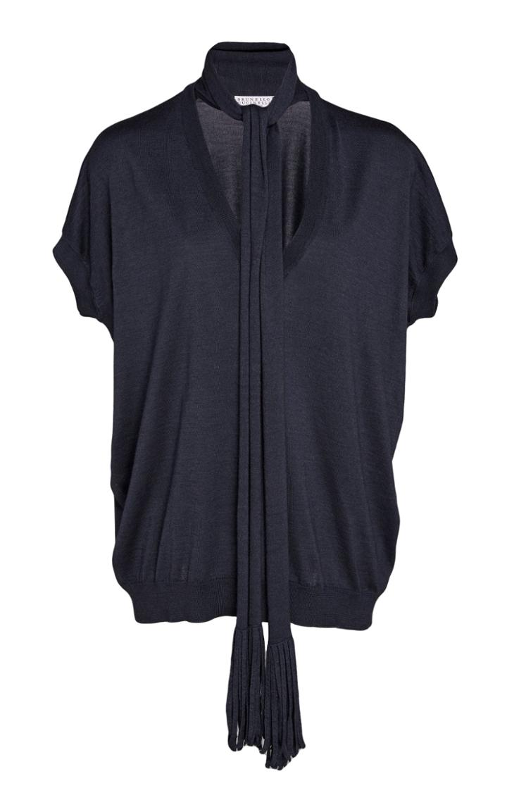Brunello Cucinelli Tie-detailed Cashmere And Silk-blend Top