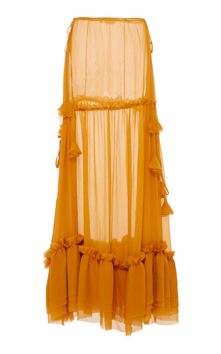 Agua De Coco High Waisted Sheer Maxi Skirt