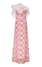 Delpozo Floral-embroidered Strapless Organza Dress