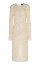 Sally Lapointe Diamond Crochet Fitted Long Sleeve Midi Dress