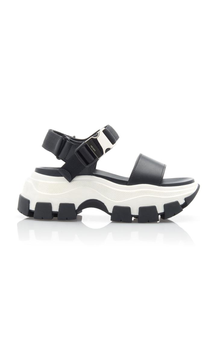 Prada Buckled Leather And Rubber Sandals