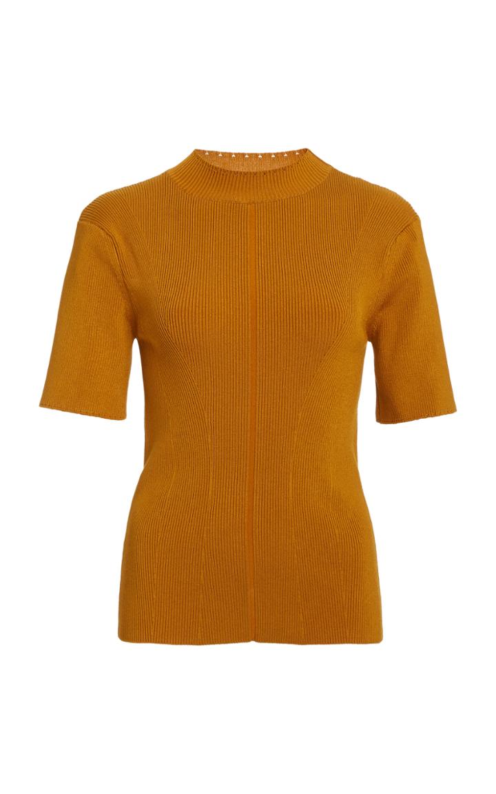 Oscar De La Renta Ribbed Stretch-silk Top