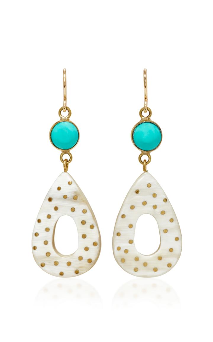 Ashley Pittman Bendi Horn And Turquoise Earrings