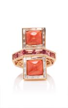 Wendy Yue 14k Rose Gold Coral Tourmaline And Diamond Ring