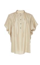 Alberta Ferretti Silk Canvas Short Sleeve Blouse