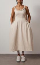 Moda Operandi Simone Rocha Embellished Cotton Sculpted Midi Dress