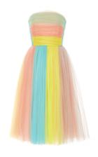 Delpozo Multi Color Strapless Tulle Dress