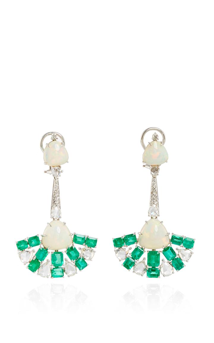 Sutra Emerald And Opal Drop Earrings