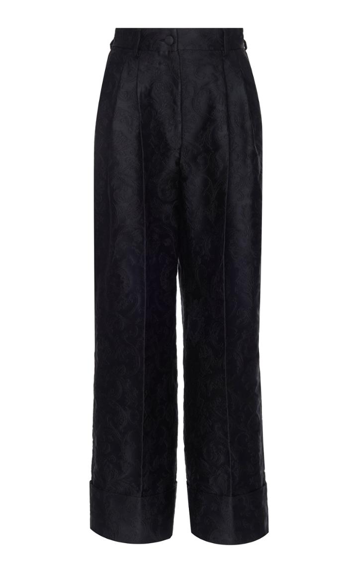 Dolce & Gabbana High-waisted Paisley Jacquard Cuffed-hem Pants