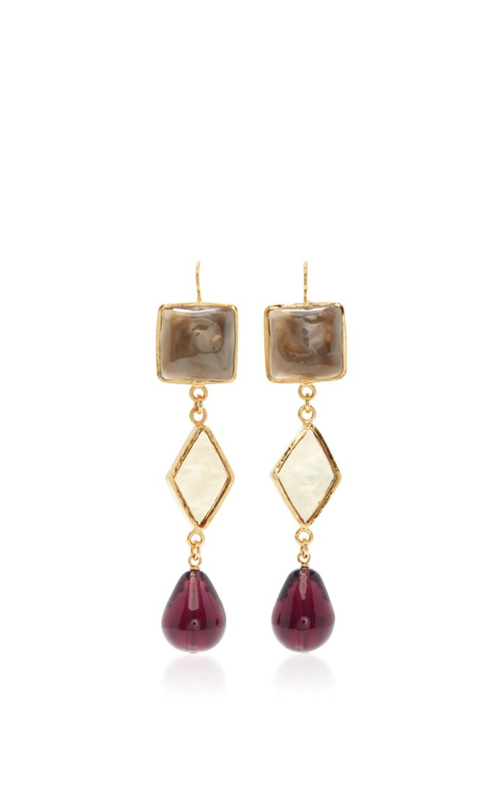 Loulou De La Falaise 3 Color Diamond And Drop Earrings