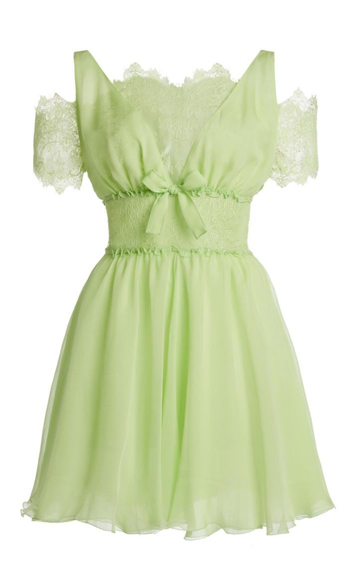 Moda Operandi Giambattista Valli Silk Georgette Lace-detail Mini Dress