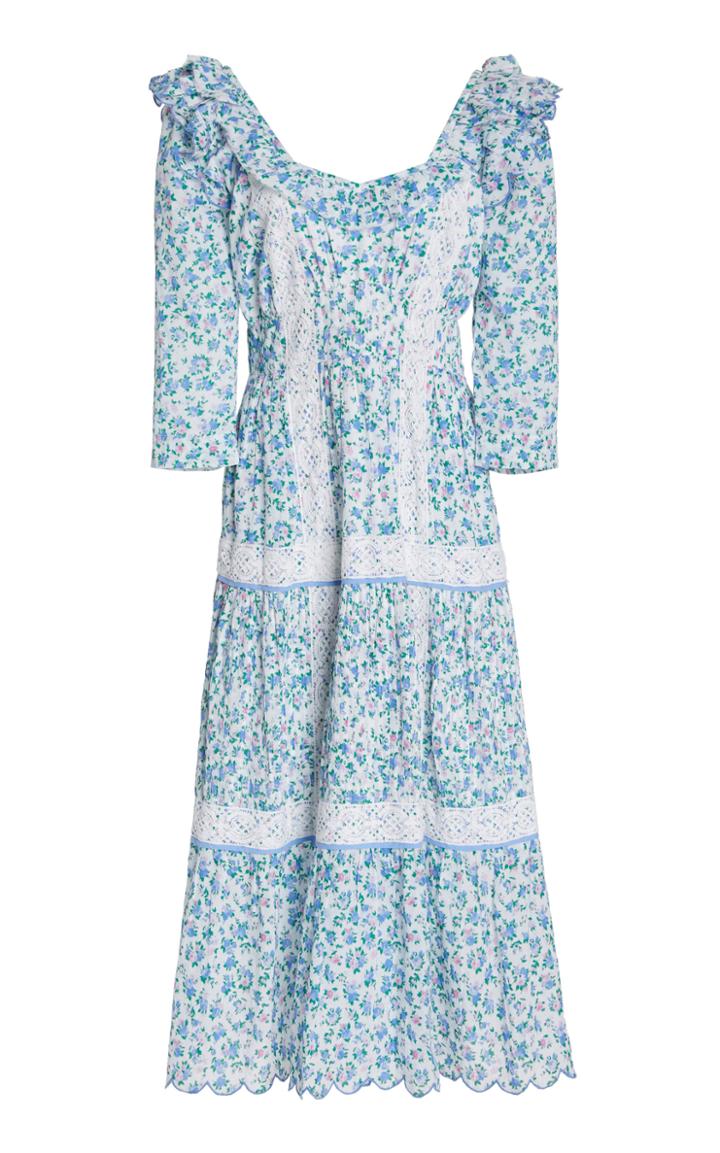 Moda Operandi Loveshackfancy Arcadia Long Sleeve Cotton Midi Dress