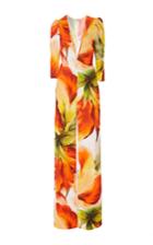 Naeem Khan Plunging V-neck Cuff Sleeve Jumpsuit