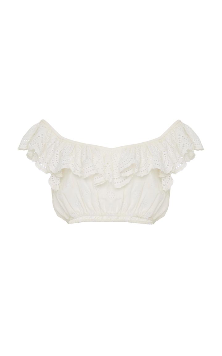 Loveshackfancy Karina Off The Shoulder Eyelet Top
