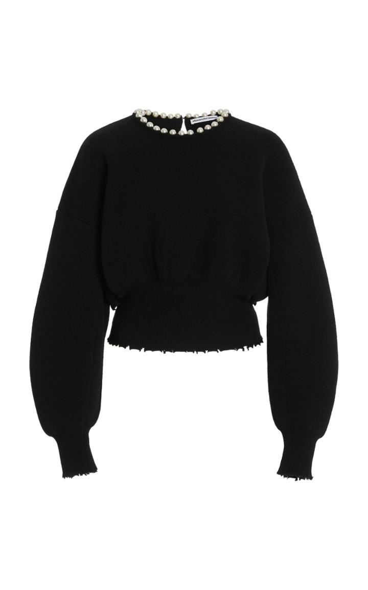 Alexander Wang Pearl-embellished Wool-blend Sweater