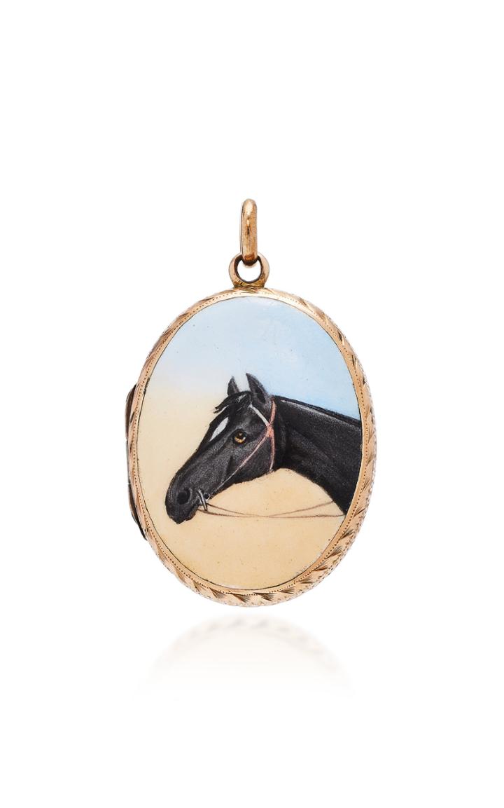 Vela Antique 9k Gold Enamel Locket