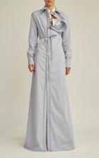 Moda Operandi Y/project Belted Asymmetric-collar Cotton Maxi Shirt Dress