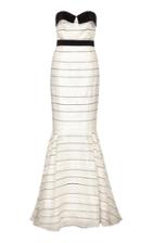 Safiyaa Regina Linen And Silk Blend Strapless Dress
